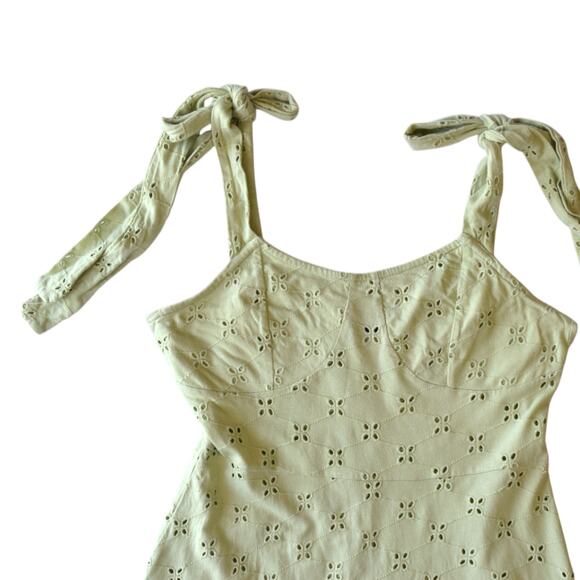 ASOS Design Light Sage Green Eyelet Cotton Skater Dress Size 6 - Picture 3 of 7